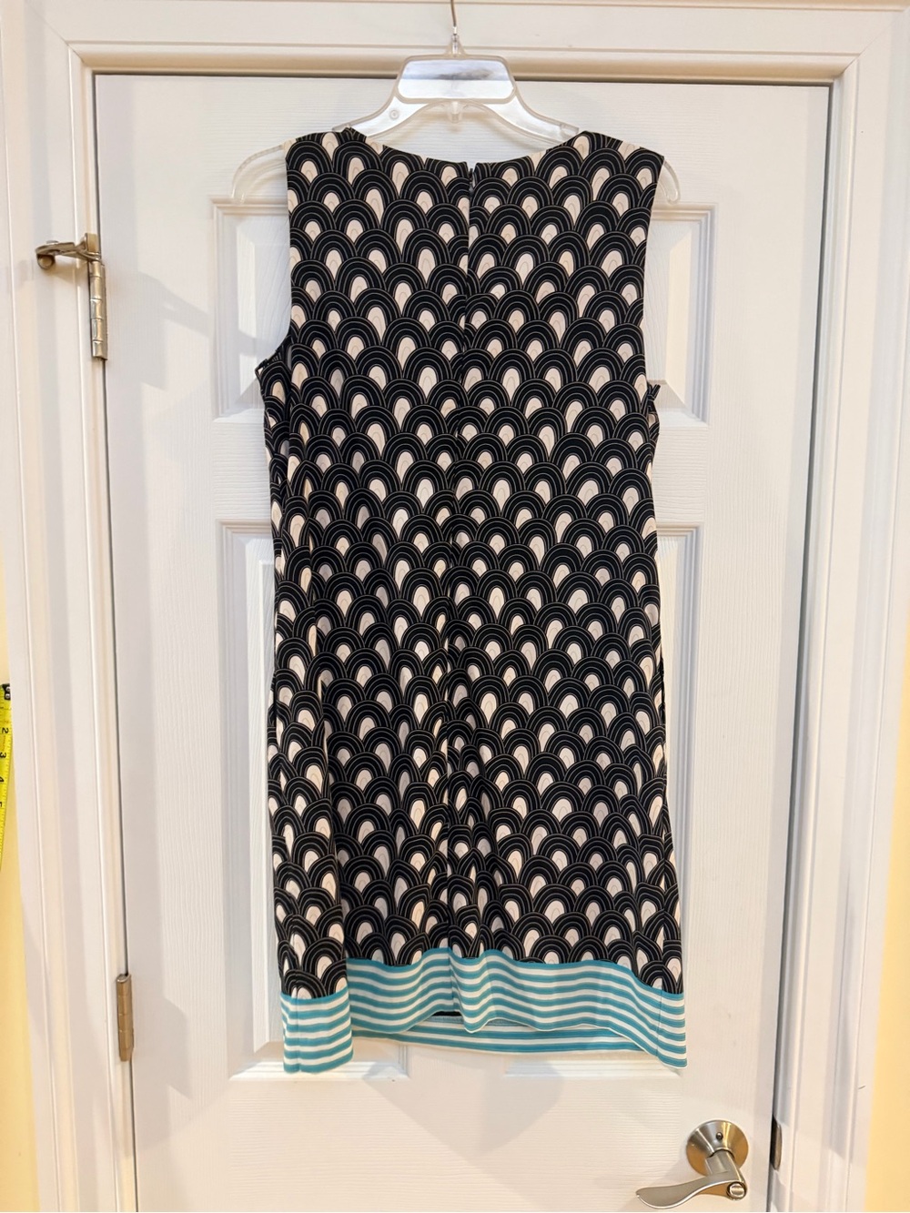 Ladies Size 10 "Nicole Miller" Black & White Swim Coverup Teal Crochet Neckline - Picture 6 of 7